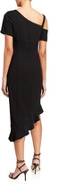 Thumbnail for your product : Shani Asymmetric Short-Sleeve Flounce-Hem Crepe Dress