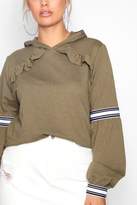 Thumbnail for your product : boohoo Plus Sports Stripe Ruffle Sweat Top