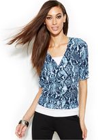 Thumbnail for your product : INC International Concepts Cropped Snakeskin-Print Cardigan