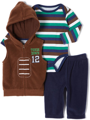 Buster Brown Brown & Blue Football Hooded Vest Set - Infant