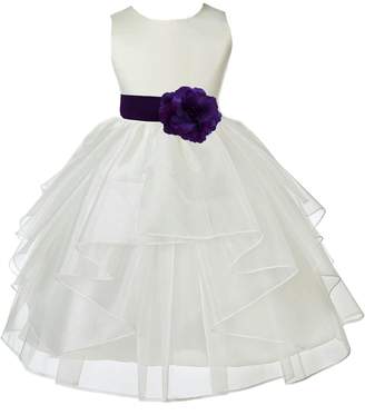 ekidsbridal Wedding Pageant Ivory Shimmering Organza Flower Girl Dress 4613S