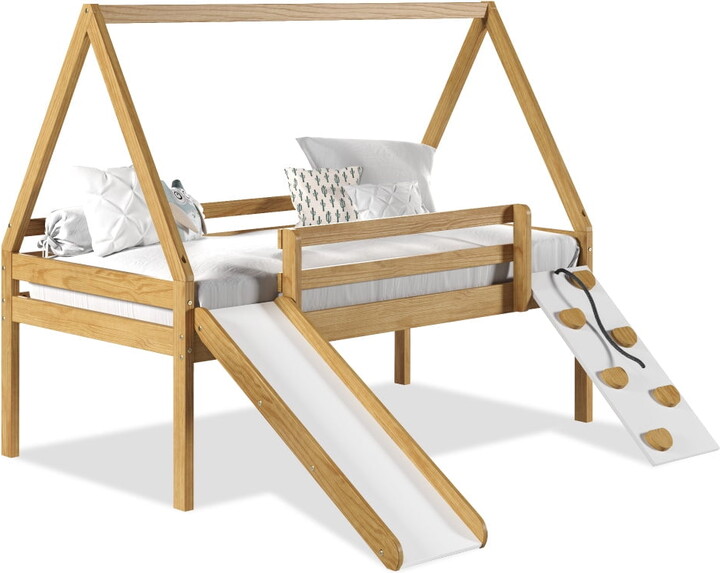 P'kolino Casita Twin Play Bed for Kids - with Slide and Climbing Ramp