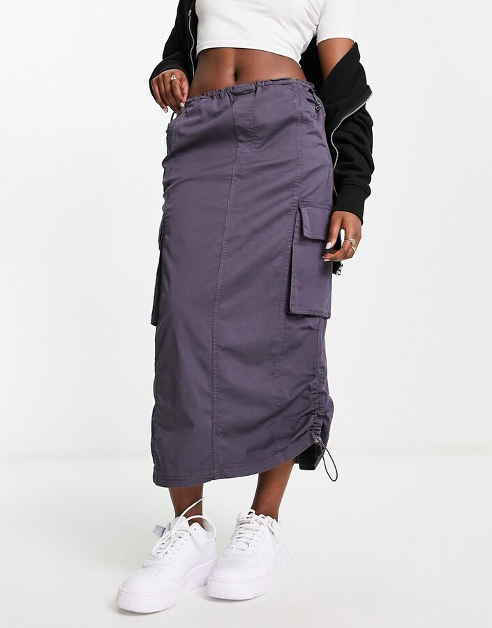 Bershka tailored linen skirt co-ord in khaki - ShopStyle