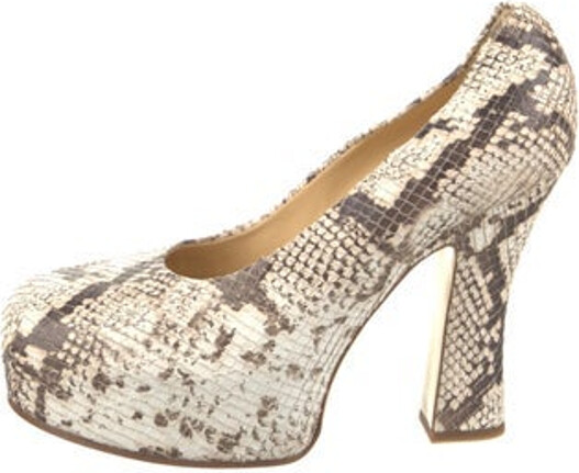 Burberry Snakeskin Pumps Neutrals Animal Print Round-Toes Platform Includes Box & Dust Bag Unfortunately due to restrictions this item may not be eligible for shipping in all areas.