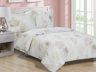 Violet Linen French Yardley Fern Leaves Pattern, Luxury Ultra Soft and Breathable 200 Thread-Count Cotton Percale, Multi, 48-inch, 6 Piece Duvet Set,