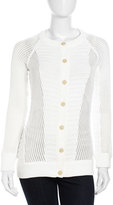 Thumbnail for your product : Minnie Rose Mixed Crochet Knit Cardigan, White