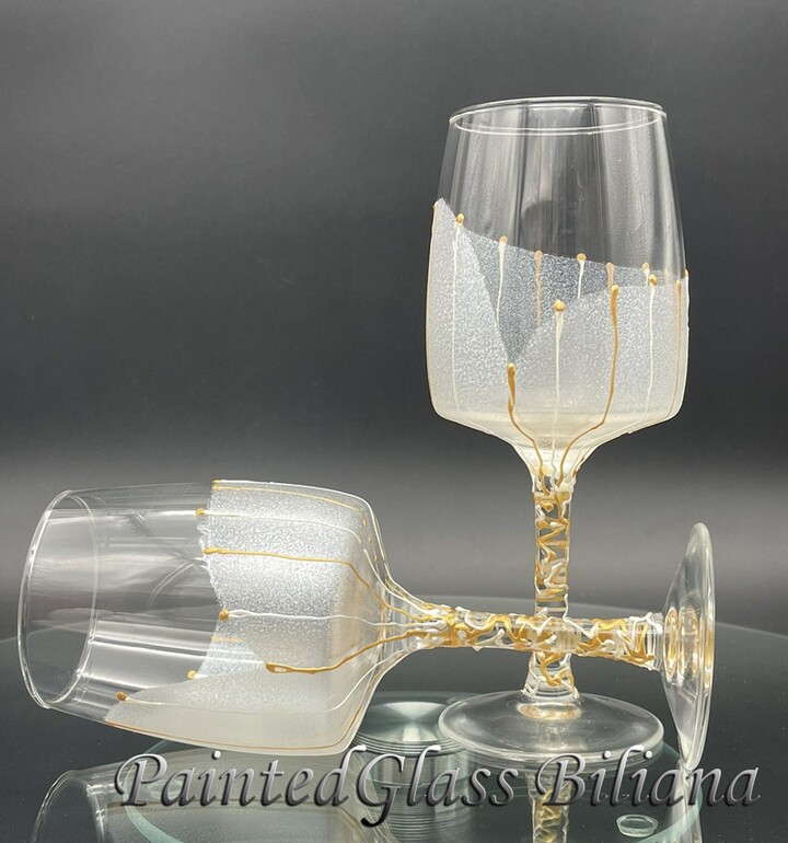 Etsy Set Of 2 Hand Painted Wine Glasses Calla