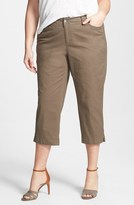 Thumbnail for your product : Sejour 'Megan' Stretch Cotton Crop Pants (Plus Size)