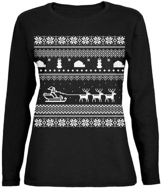 Old Glory Santa Sleigh Ugly Christmas Sweater Womens Long Sleeve T-Shirt