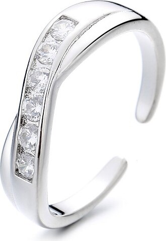 Amy and Annette SterlingSilverAdjustableTwistToeRingwithCrystals