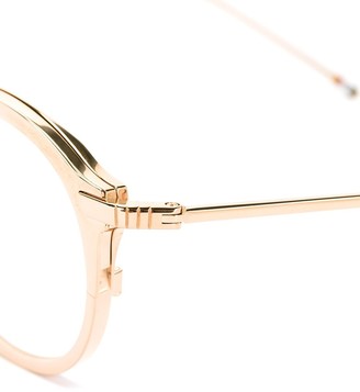 Thom Browne Eyewear Gold Optical Glasses With Clear Lens