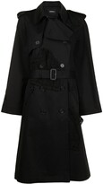 Thumbnail for your product : GOEN.J Double-Breasted Lace-Paneled Trench Coat