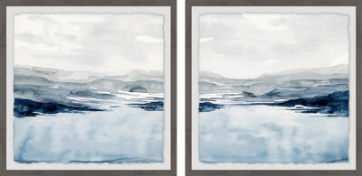 Highland Dunes Faded Horizon III Diptych - 2 Piece Picture Frame Set Print on Paper