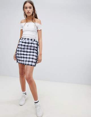 Daisy Street Checked Skirt With Frill Detail