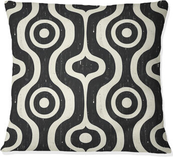 Retro Geometric Black White Art VI - Midcentury Throw Pillow
