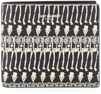 Saint Laurent East-West Skeleton Calfskin Leather Wallet