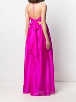 Thumbnail for your product : Alexandre Vauthier Halterneck Flared Maxi Silk Dress