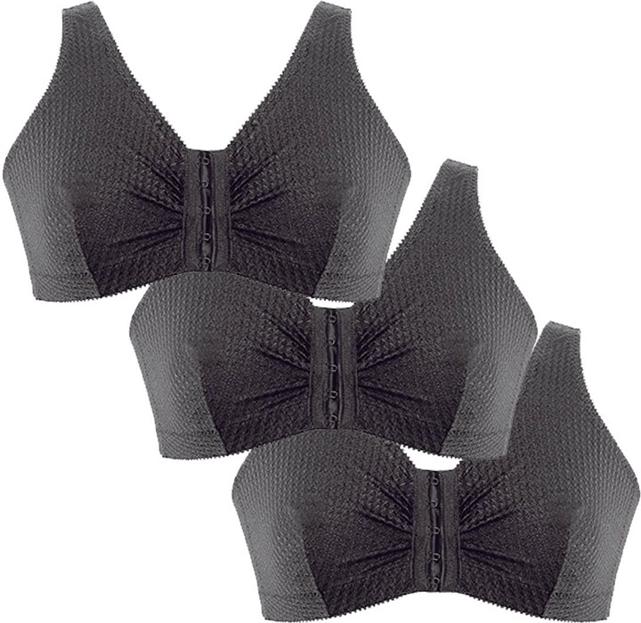 Eden House Quality Pack of 3 Bra Cotton Front Fastening Magic Bra