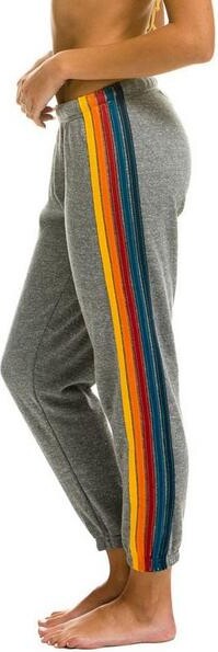 Aviator Nation Women's 5 Stripe Joggers Medium Heather Grey Regular