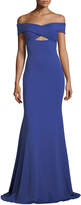 Thumbnail for your product : Jovani Off-the-Shoulder Crossover Stretch Crepe Evening Gown