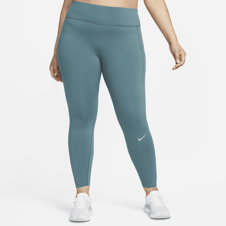 Nike Women's Epic Luxe Mid-Rise Pocket Running Leggings (Plus Size) in Blue  - ShopStyle