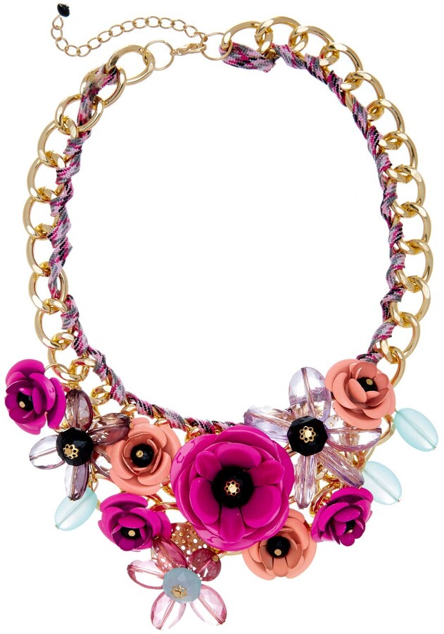 Women Fashion Flower Charm Choker Sweater Chain Statement Bib Chain Necklace