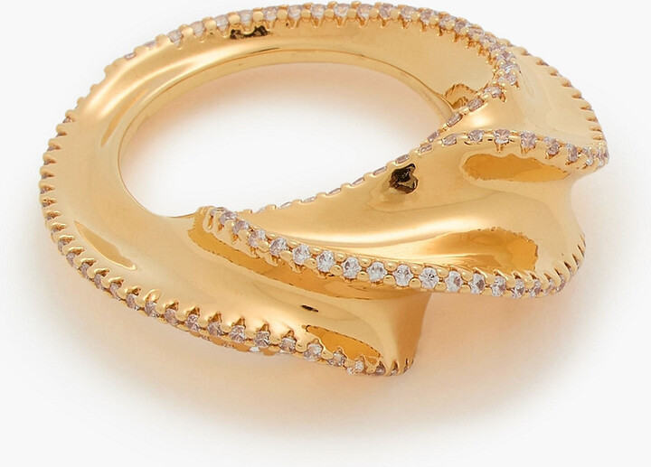Gold-tone crystal ring