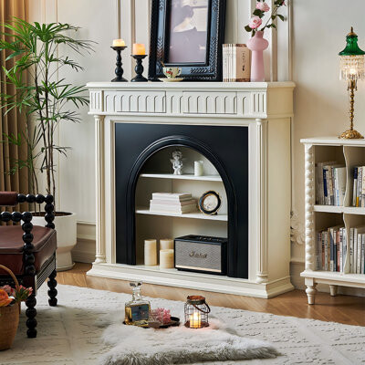 ARTISTIC CONCEPTION 51.18"White Fireplace Decorative Storage Cabinet