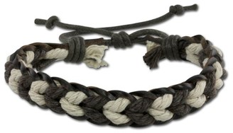 SilberDream Unisex Bracelet with Knot Fastener Leather Brown/White VLAP524B