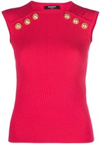 Thumbnail for your product : Balmain Button-Trim Knitted Top