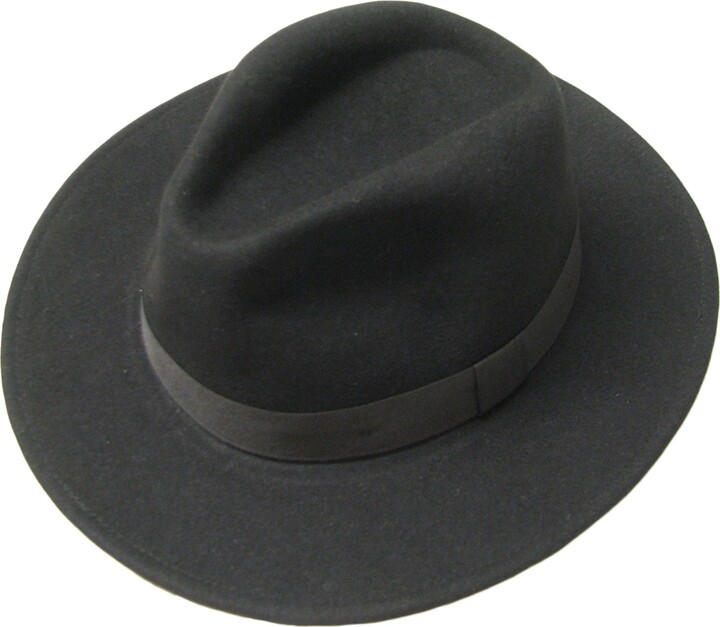 Major Wear Unisex Wide Brim Black Wool Felt Cowboy Fedora Trilby
