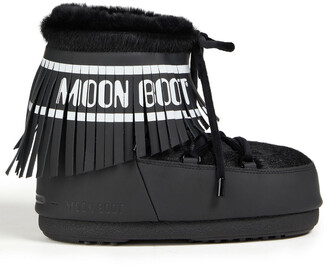 Moon Boot Fringed Logo-print Faux Leather And Calf Hair Snow Boots