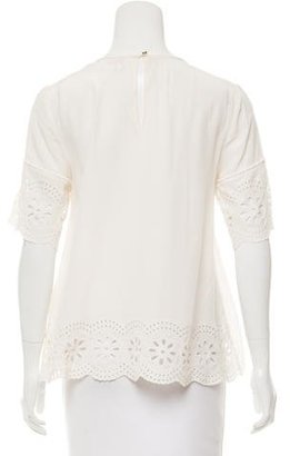 Kate Spade Broderie Anglaise Short Sleeve Top