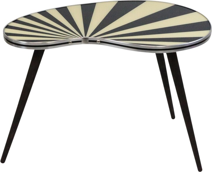1stDibs Large Side Table, Kidney Shaped, Black-white, Silver, 3 Elegant Legs, 50s Style