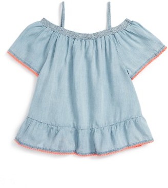 Girl's Love, Fire Off The Shoulder Chambray Top