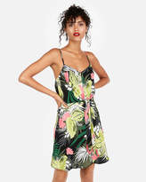 Thumbnail for your product : Express Floral Sleeveless Knot Front Fit And Flare Dress