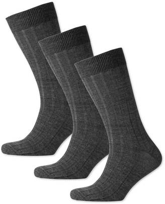 Charles Tyrwhitt Grey wool rich 3 pack socks