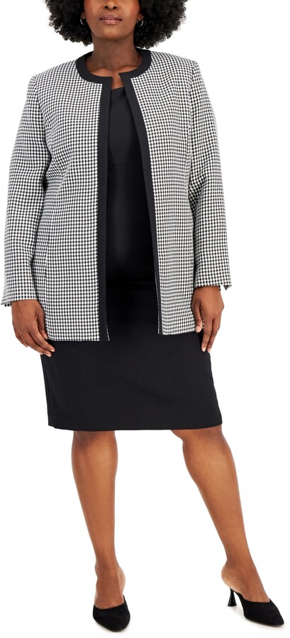 Le Suit Plus Size Cardigan Topper Sheath Dress Suit ShopStyle