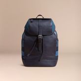 Thumbnail for your product : Burberry Leather and Overdyed Canvas Check Backpack