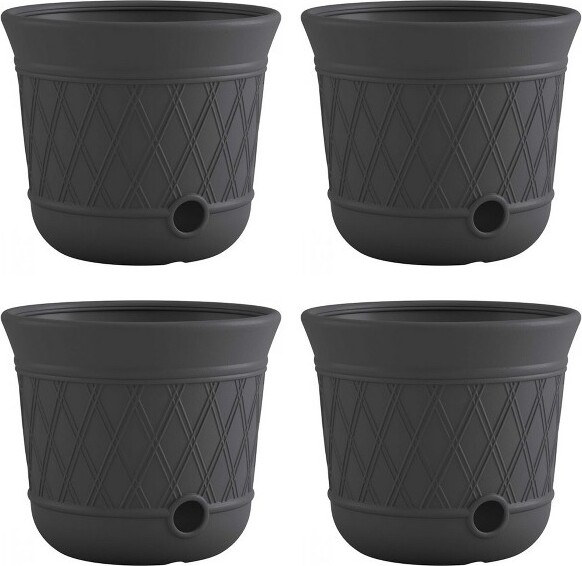 Suncast Suncast14''x12"DecorativeHideawayGardenHoseStoragePot,Gray(4Pack)