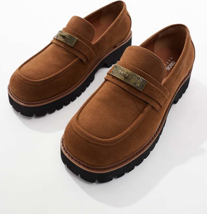 ASOS DESIGN chunky loafers in tan and white ShopStyle Lace-up