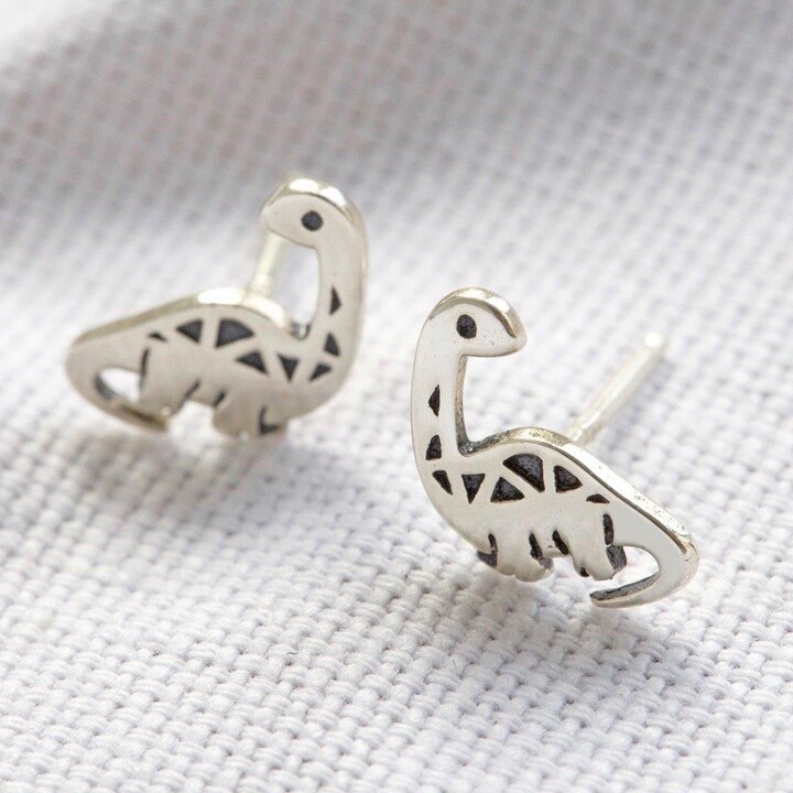 Mismatched Parasaurolophus And T Rex Dinosaur Stud Earrings In Sterling - Foto 3