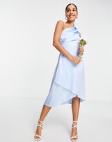 Thumbnail for your product : TFNC Bridesmaid one shoulder midi dress in light blue