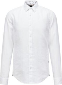 HUGO BOSS Slim-fit shirt in washed stretch linen