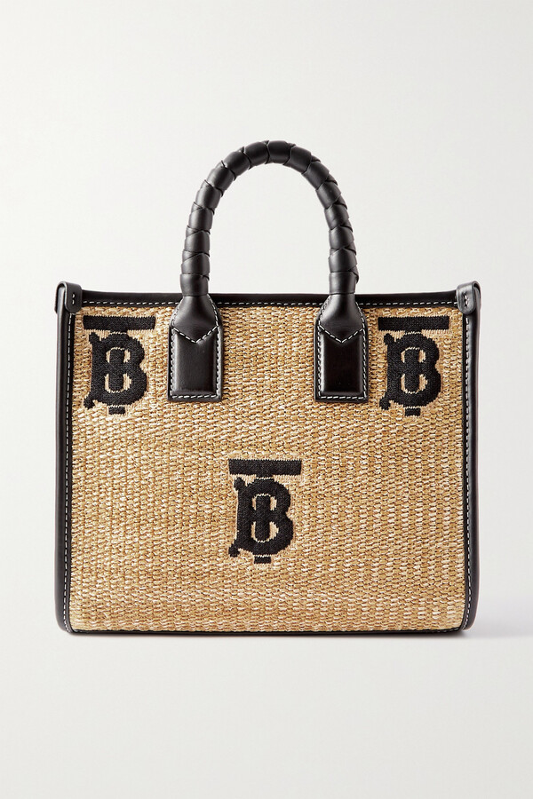 Burberry Freya Twill & Leather Tote Bag