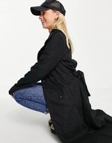 Thumbnail for your product : Brave Soul virgo belted maxi coat in black