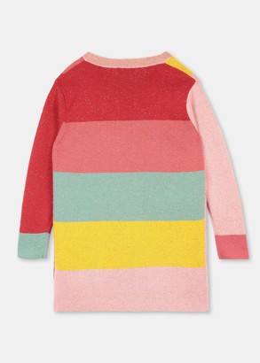 Stella McCartney Kids Long-Sleeve Glittery Striped Sweater Dress, Size 4-14