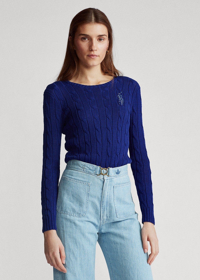 Ralph Lauren Beaded Pony Cable-Knit Sweater - ShopStyle Clothes 