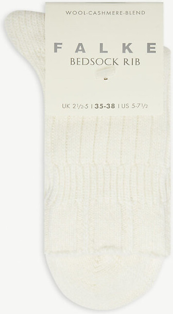 Falke Womens 3290 Silver Bedsock Ribbed Knitted Wool-Blend Socks Eur 35-38/2-5 Uk Women