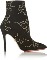 Thumbnail for your product : Charlotte Olympia Betsy embroidered suede ankle boots